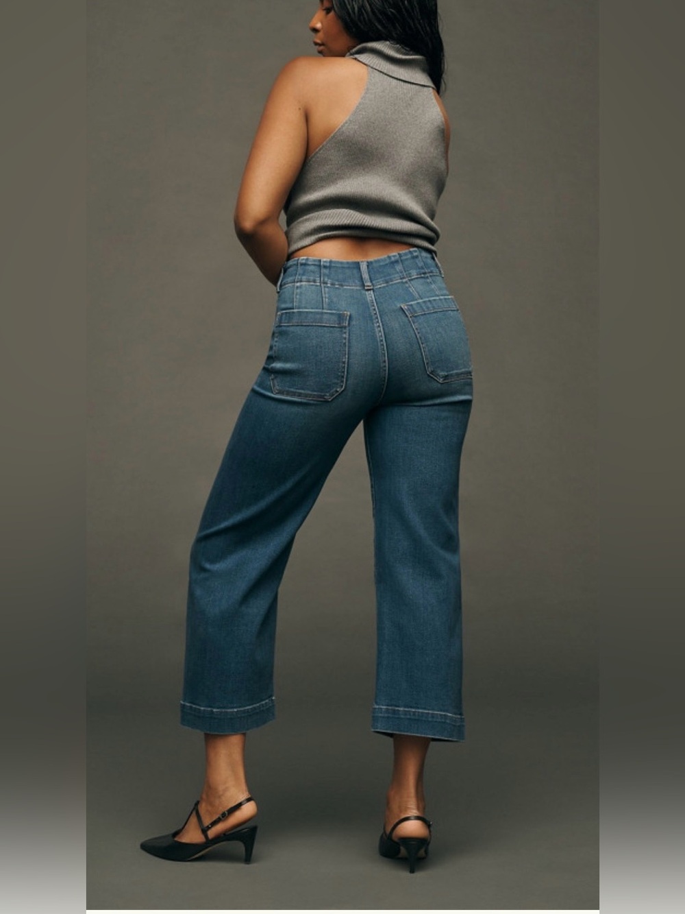 Maeve The Colette Jeans Women’s Size 30 Wide Leg Cropped Blue Stretch Denim - Picture 10 of 10